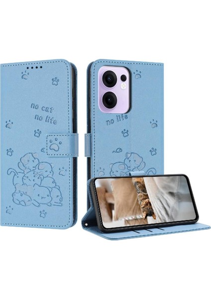 Oppo Reno 13F 5g Deri Cüzdan Için Flip Case Sevimli Kedi Kart Tutucu Pu (Yurt Dışından)