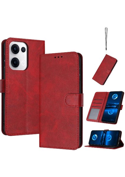 Toka Saf Renk Pu ile Oppo Reno 13 5g Kickstand Için Flip Case (Yurt Dışından)