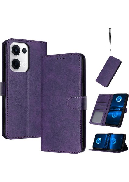 Toka Saf Renk Pu ile Oppo Reno 13 5g Kickstand Için Flip Case (Yurt Dışından)