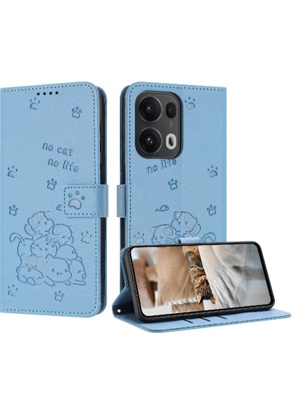 Oppo Reno 13 Pro 5g Deri Cüzdan Pu Deri Sevimli Kedi Kartı Için Flip Case (Yurt Dışından)