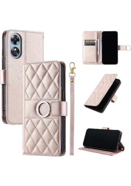 Oppo A17 Kart Yuvaları Tutucu Pu Deri Koruyucu Bilek Kayışı Için Flip Case (Yurt Dışından)