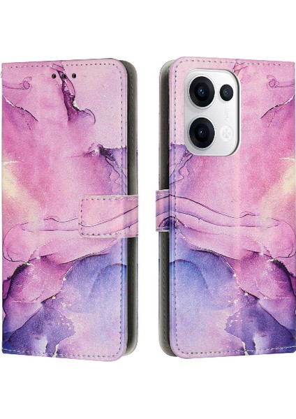 Oppo Reno 13 5g Kart Ekleme Cüzdan Kılıf Için Flip Case Boyalı Mermer (Yurt Dışından)