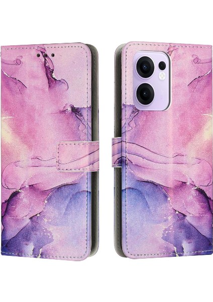 Oppo Reno 13F 5g Kart Ekleme Cüzdan Kılıf Için Flip Case Boyalı Mermer (Yurt Dışından)