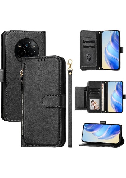 Realme 14 Pro 5g Için Flip Case Pu Deri Manyetik Fermuar Kart Tutucu (Yurt Dışından)