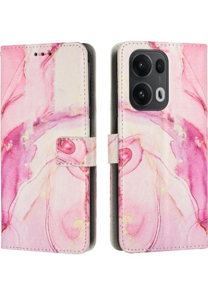 Oppo Reno 13 Pro 5g Toka Flap Boyalı Mermer Cüzdan Kılıf Için Flip Case (Yurt Dışından)