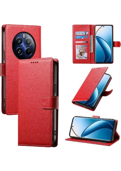 Realme 12 4g Manyetik Kapatma Günlük Kullanım Darbeye Dayanıklı Kart Yuvaları Için Kılıf (Yurt Dışından)