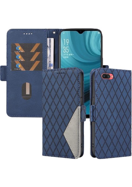 Kart Yuvası ve El Kayışı Şık Koruyucu Iki ile Oppo A7 Için Flip Case (Yurt Dışından)