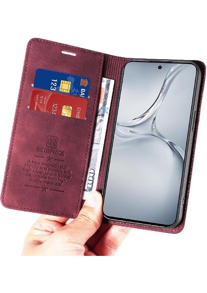 Realme 14 Pro Plus Koruyucu Folyo Cüzdan Pu Deri Manyetik Için Kılıf (Yurt Dışından)
