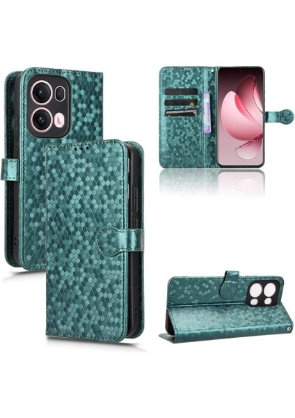Oppo Reno 13 Pro 5g Deri Cüzdan Kapak Için Kılıf Geometrik Desen Toka (Yurt Dışından)
