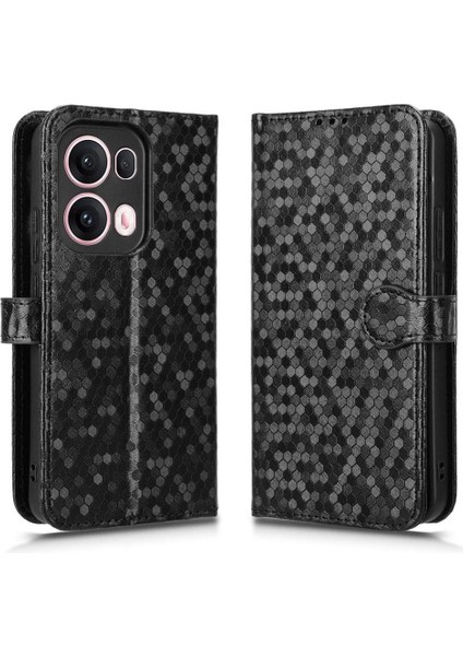 Oppo Reno 13 Pro 5g Deri Cüzdan Kapak Için Kılıf Geometrik Desen Toka (Yurt Dışından)