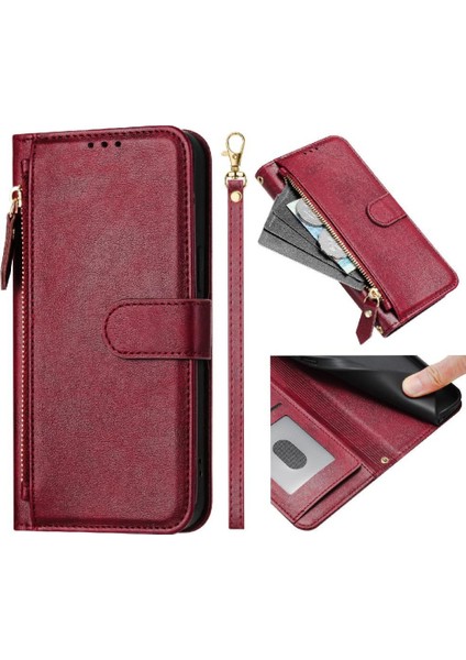 Oppo K12X Kart Tutucu Fermuar Pu Deri Manyetik Için Flip Case (Yurt Dışından) modelleri