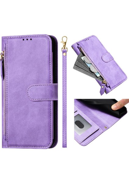 Oppo K12X Kart Tutucu Fermuar Pu Deri Manyetik Için Flip Case (Yurt Dışından)
