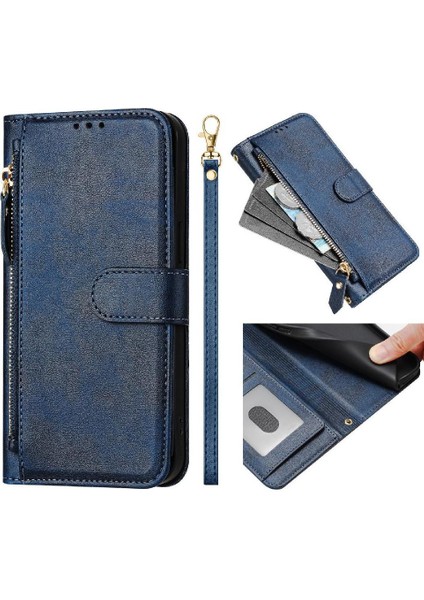 Oppo A80 Fermuar Kart Tutucu Pu Deri Manyetik Için Flip Case (Yurt Dışından)