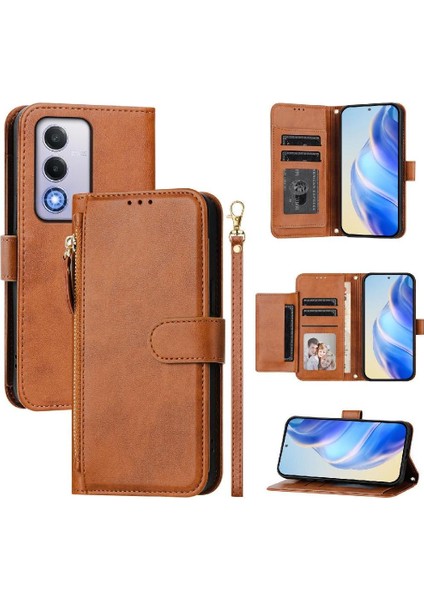 Oppo A3 Pro Fermuar Pu Deri Manyetik Kart Tutucu Için Flip Case (Yurt Dışından)