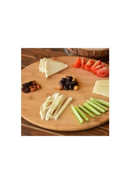 Bambu 31 cm Dönerli Pizza Tahtası – Peynir & Kahvaltı Servis Sunum Tabağı modelleri