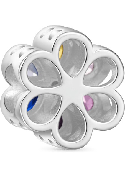 Değerli Gökkuşağı Taşlı Papatya Charm, 925 Ayar Gümüş fiyatları