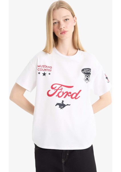 Coool Ford Motor Company Oversize Geniş Kalıp Sırt Baskılı Kısa Kollu Tişört F2399AX25SM fırsatları