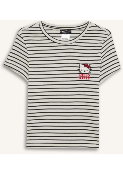 Coool Hello Kitty Çizgili Bisiklet Yaka Kısa Kollu Tişört F4566AX25SM indirimleri