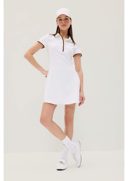 Polo Yaka Kısa Kollu Mini Yazlık Elbise F3393AX25SM
