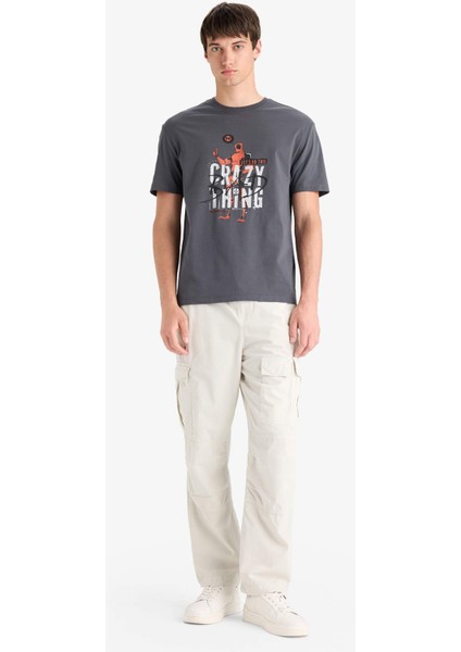 %100 Pamuk Deadpool Regular Fit Bisiklet Yaka Kısa Kollu Tişört E3263AX25SM fiyatları