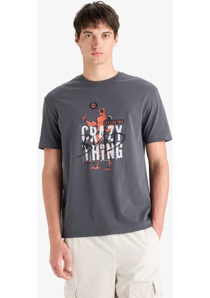 %100 Pamuk Deadpool Regular Fit Bisiklet Yaka Kısa Kollu Tişört E3263AX25SM modelleri