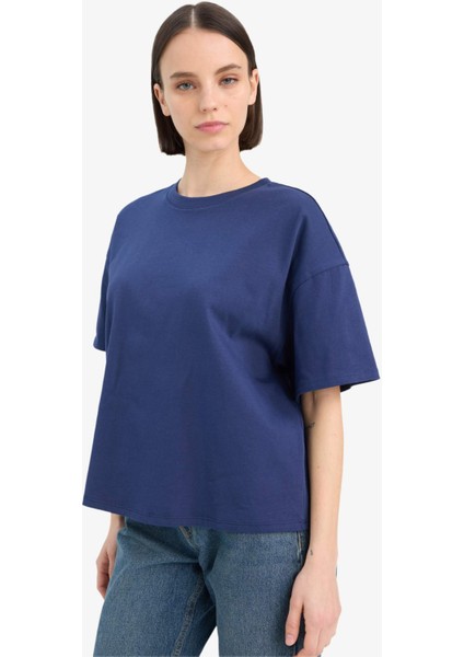 Coool Loose Fit Bisiklet Yaka Basic Düz Kısa Kollu Tişört E0291AX25SM