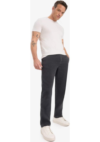 Yazlık Wide Leg Geniş Kalıp Beli Lastikli Geniş Paça Jean Kar Yıkamalı Pantolon F2949AX25SP