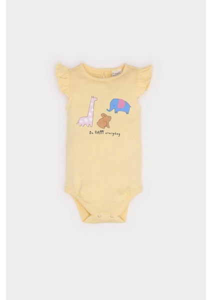 Kız Bebek Yenidoğan Bisiklet Yaka Hayvan Desenli Fitilli Kaşkorse Kısa Kollu Çıtçıtlı Body E7945A525SM fırsatları