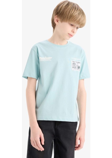 Erkek Çocuk Bisiklet Yaka Baskılı Kısa Kollu Tişört E5079A825SM fırsatları