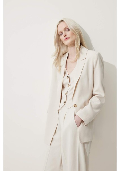 Oversize Geniş Kalıp Keten Karışımlı Blazer Ceket Z2536AZ25SP