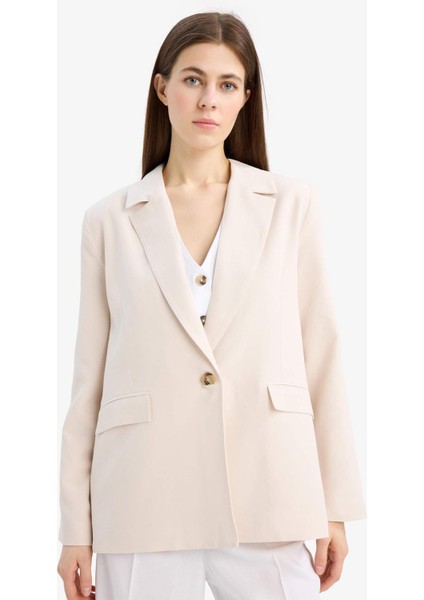 Oversize Geniş Kalıp Keten Karışımlı Blazer Ceket Z2536AZ25SP