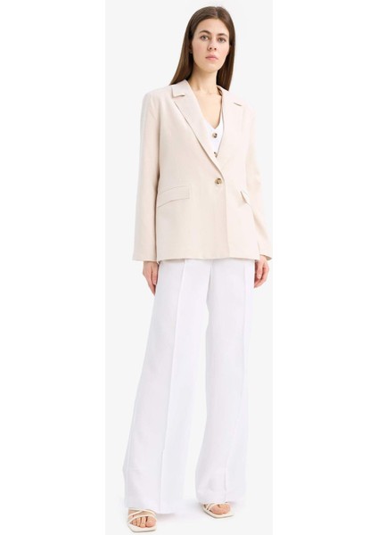 Oversize Geniş Kalıp Keten Karışımlı Blazer Ceket Z2536AZ25SP