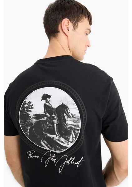 %100 Pamuk Diego Velazquez Regular Fit Bisiklet Yaka Sırt Baskılı Kısa Kollu Tişört D7062AX25SP