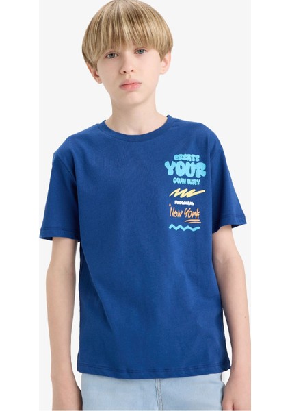 Erkek Çocuk Bisiklet Yaka Baskılı Kısa Kollu Tişört F0179A825SM modelleri