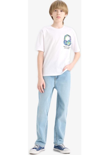 Erkek Çocuk Bisiklet Yaka Baskılı Kısa Kollu Tişört F0177A825SM indirimleri