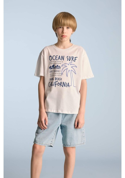 Erkek Çocuk Bisiklet Yaka Baskılı Kısa Kollu Tişört E6315A825HS