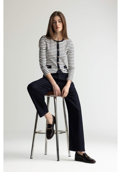 Slim Fit Dar Kesim Bisiklet Yaka Çizgili Uzun Kollu Hırka E4964AX25SP fiyatları
