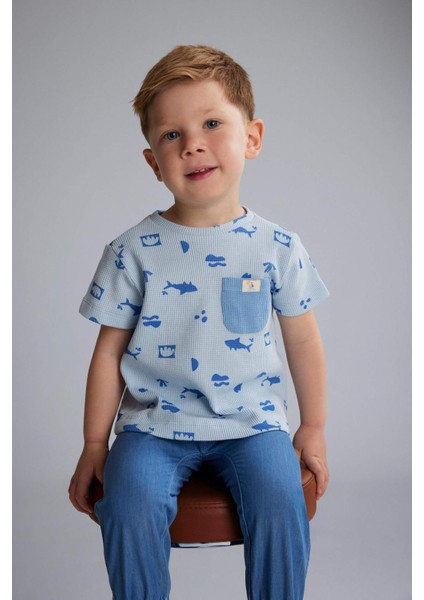 Erkek Bebek 2'li Takım Baskılı Kısa Kollu Tişört Jean Pantolon modelleri