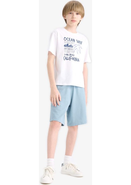 Erkek Çocuk Bisiklet Yaka Baskılı Kısa Kollu Tişört E6315A825HS modelleri