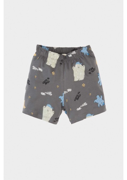 Erkek Bebek Pijama Takımı Desenli Kısa Kollu Penye Üst Beli Lastikli Şort E1180A525HS fırsatları