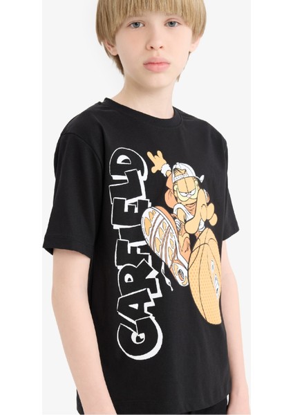 Erkek Çocuk Garfield Bisiklet Yaka Kısa Kollu Tişört E3107A825SM