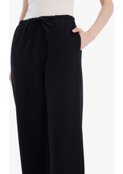 Straight Fit Beli Lastikli Eşofman Altı Uzun Boy Cepli Basic Düz D6667AX25SP