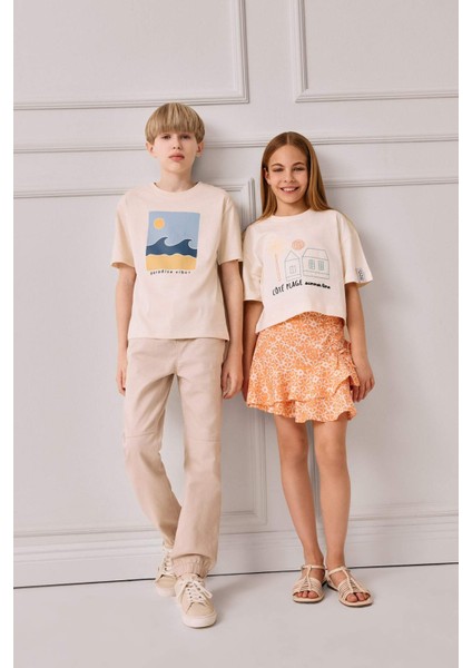 Erkek Çocuk Bisiklet Yaka Baskılı Kısa Kollu Tişört E0089A825SM modelleri