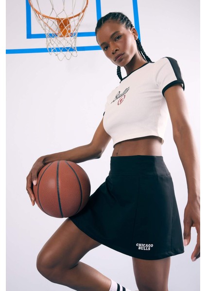 fit Nba Chicago Bulls Slim Fit Bisiklet Yaka Sporcu Fitilli Kaşkorse Kısa Kollu TIŞÖRT E2362AX25SM