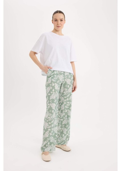 Rahat Pantolon Wide Leg Geniş Bol Paça Desenli Yüksek Bel C4042AX25SP