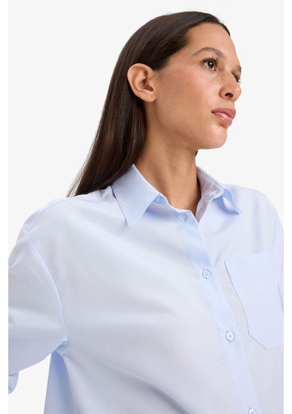 Oversize Geniş Kalıp Poplin Uzun Kollu Gömlek E7188AX25SP fırsatları