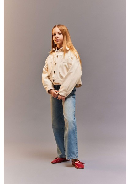 Kız Çocuk Crop Pamuklu Uzun Kollu Gömlek Ceket D9147A825SP fiyatları