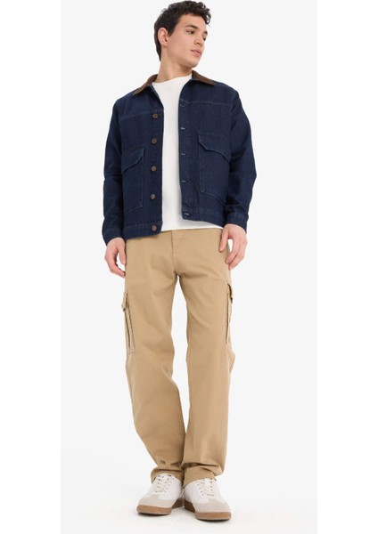 %100 Pamuk Slim Fit Dar Kesim Kontrast Yakalı Mevsimlik Baharlık Jean Ceket E5490AX25SP modelleri