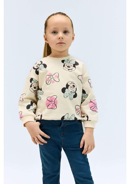 Kız Bebek Disney Mickey & Minnie Bisiklet Yaka Sweatshirt E4857A525SP