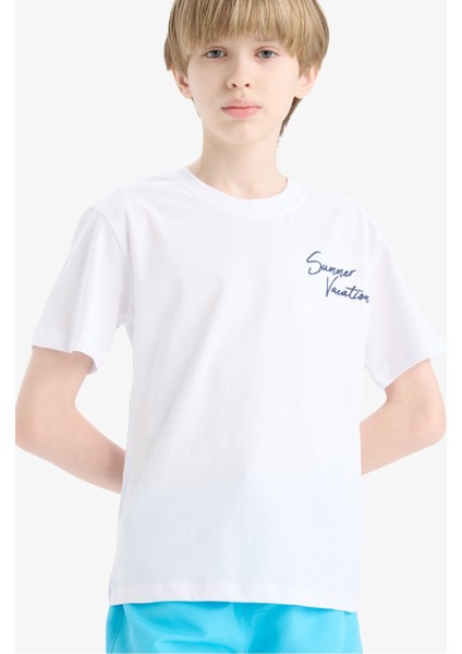 Erkek Çocuk Bisiklet Yaka Baskılı Kısa Kollu Tişört E3740A825SM modelleri